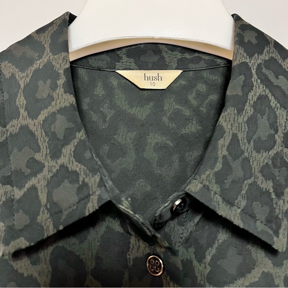 Hush Jacquard Leopard Jumpsuit Green Animal Print 70’s Retro Disco US 12 UK 10 - Picture 8 of 15